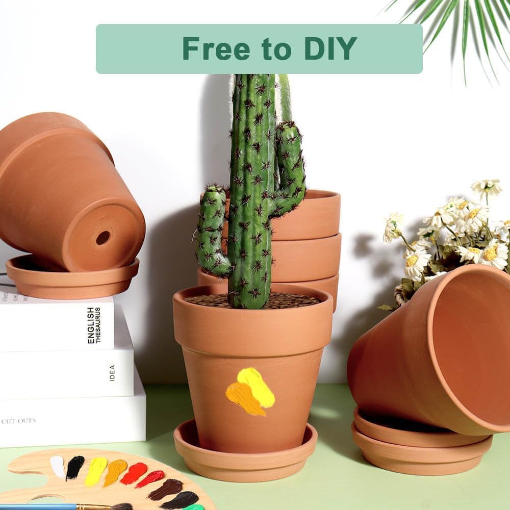 Vensovo terra cotta pot indoor-outdoor use with saucer for versatile placement