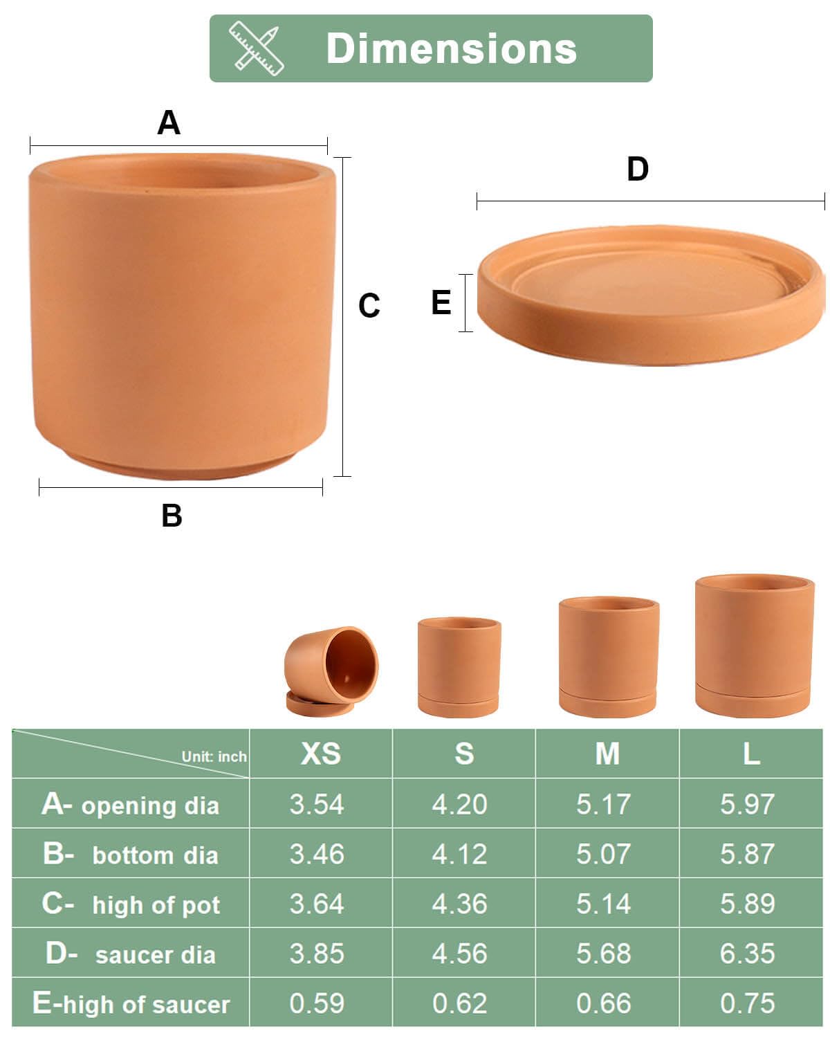 Vensovo terracotta pots side profile demonstrates a sleek cylindrical design for versatile placement.