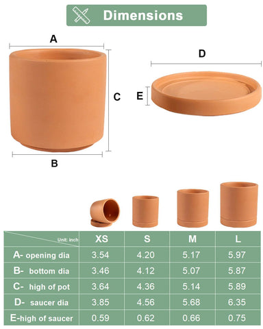 Vensovo terracotta pots side profile demonstrates a sleek cylindrical design for versatile placement.