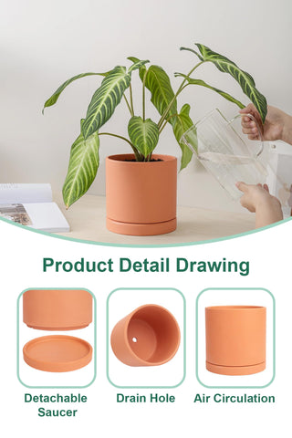 Vensovo terracotta pots drainage detail helps prevent overwatering.