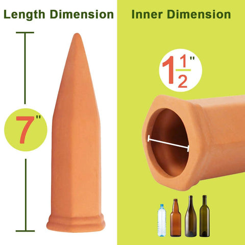 vensovo terracotta self watering spikes inserted into soil for steady moisture
