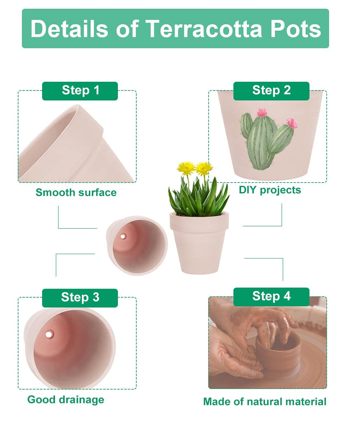 Vensovo terracotta pot with drainage hole for healthy watering.