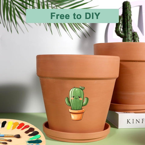 vensovo terracotta pot with saucer on outdoor patio on a sunny day