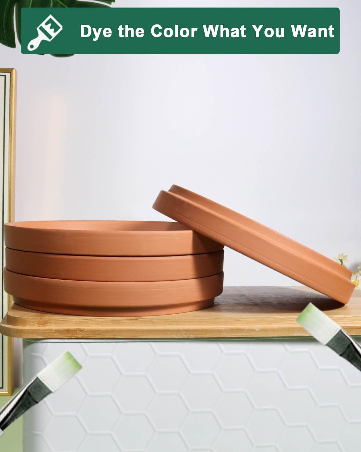 vensovo 4 piece terracotta saucer set ships together