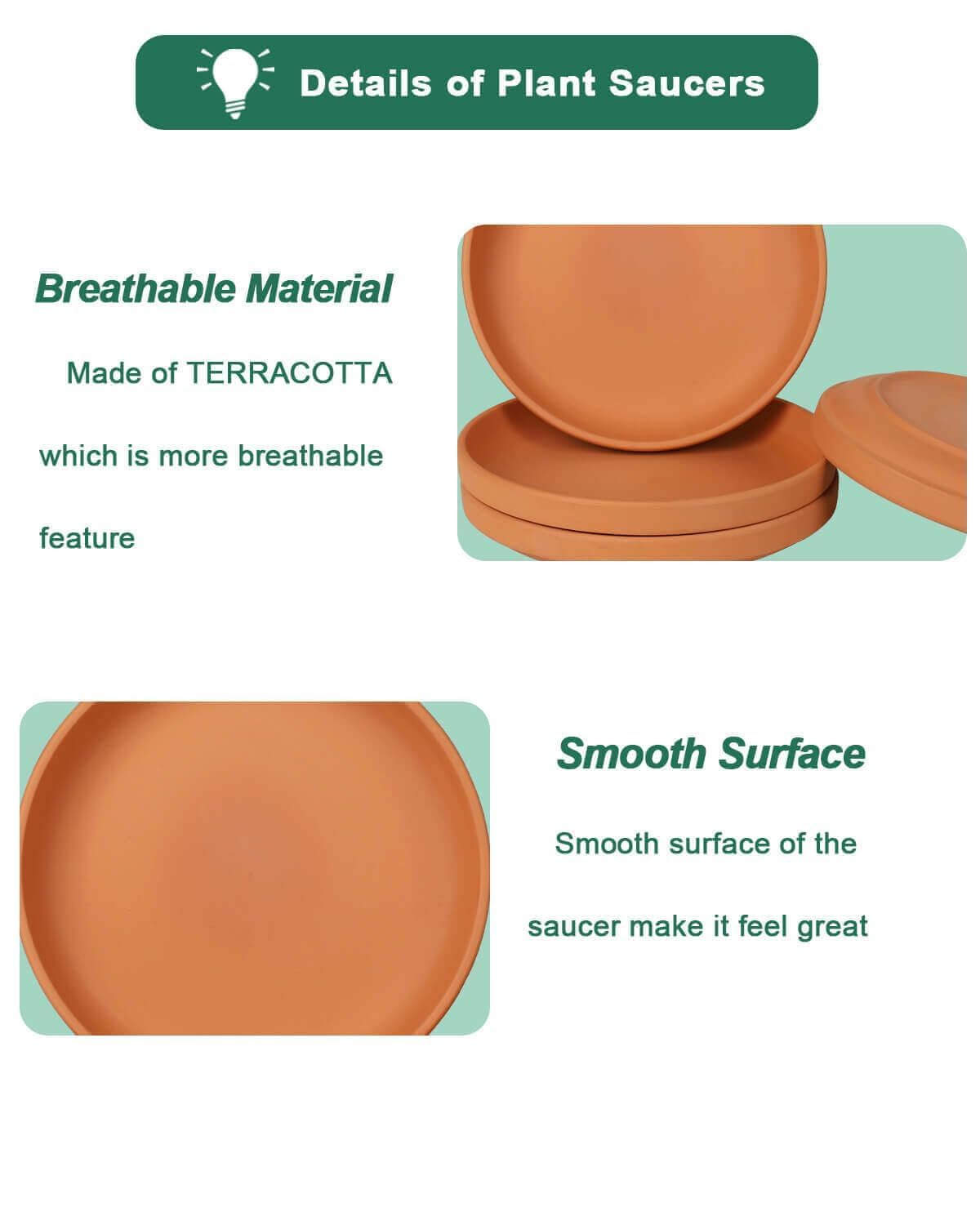 Vensovo terracotta saucer suitable for both indoor and outdoor use.