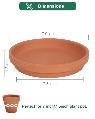 vensovo terracotta saucer inner opening 7.3 inches fits 6–7 inch pots