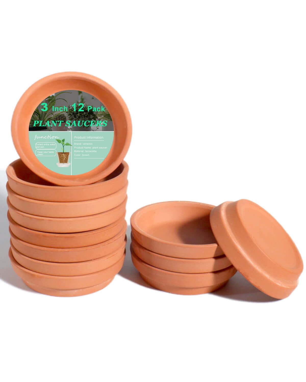 Vensovo terracotta saucer outer view protects surfaces by catching excess water.