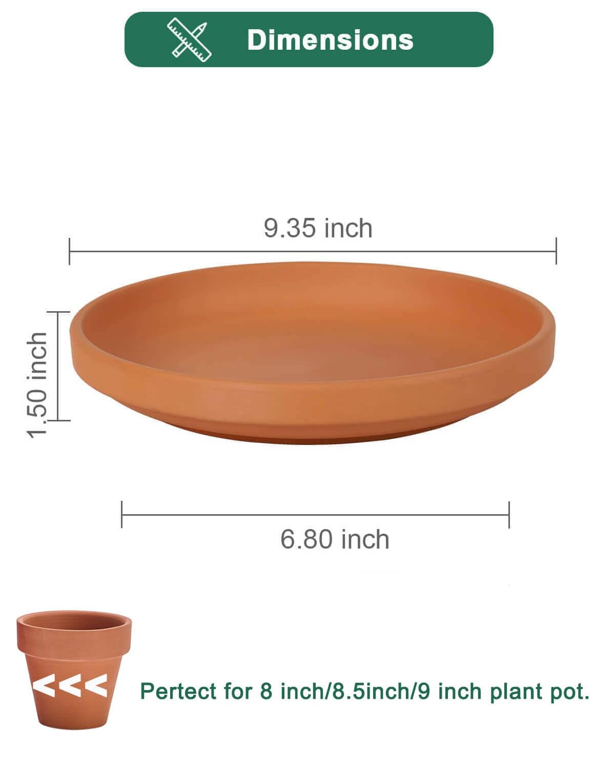 Vensovo terracotta saucer under pot on outdoor surface.