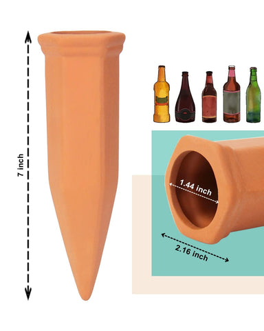 Vensovo wine bottle self-watering stake provides steady moisture to plant roots.