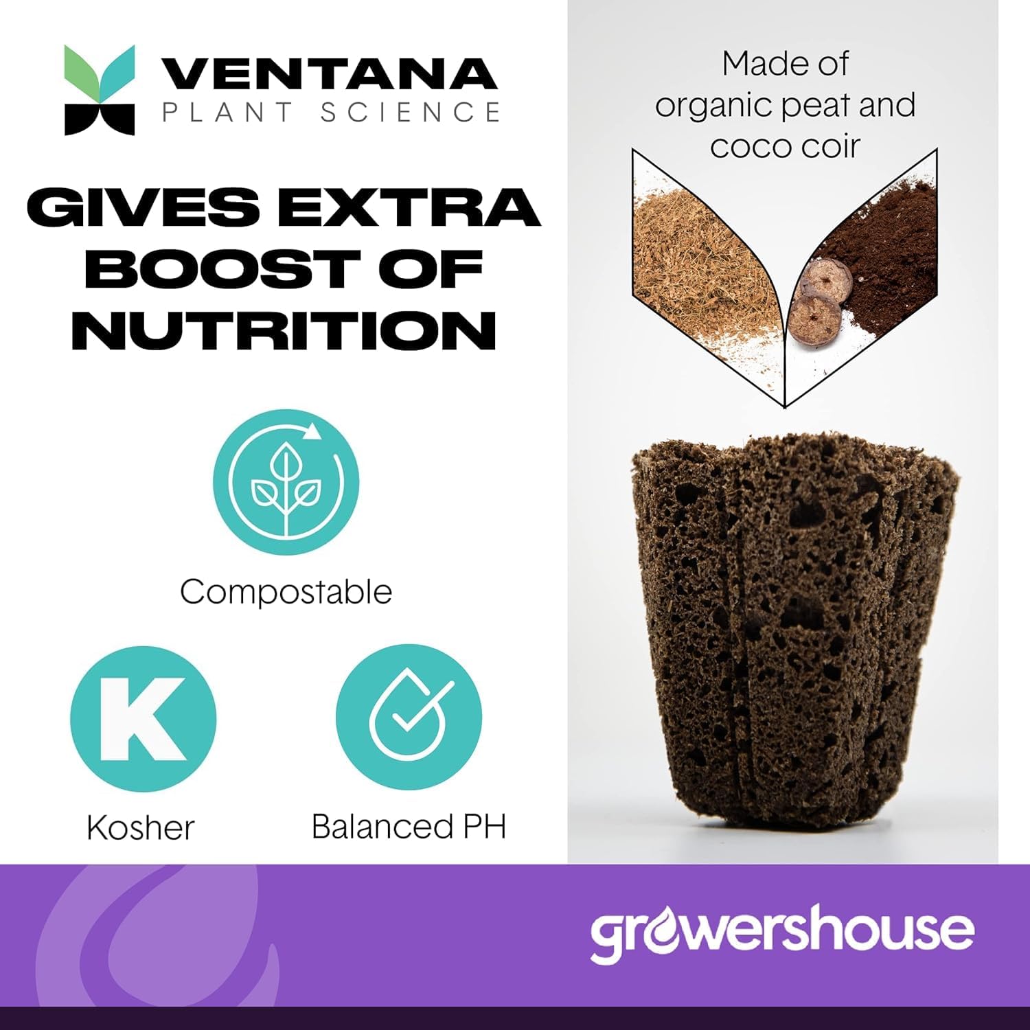 Ventana OrganiPlug organic soil ingredients promote healthy root systems