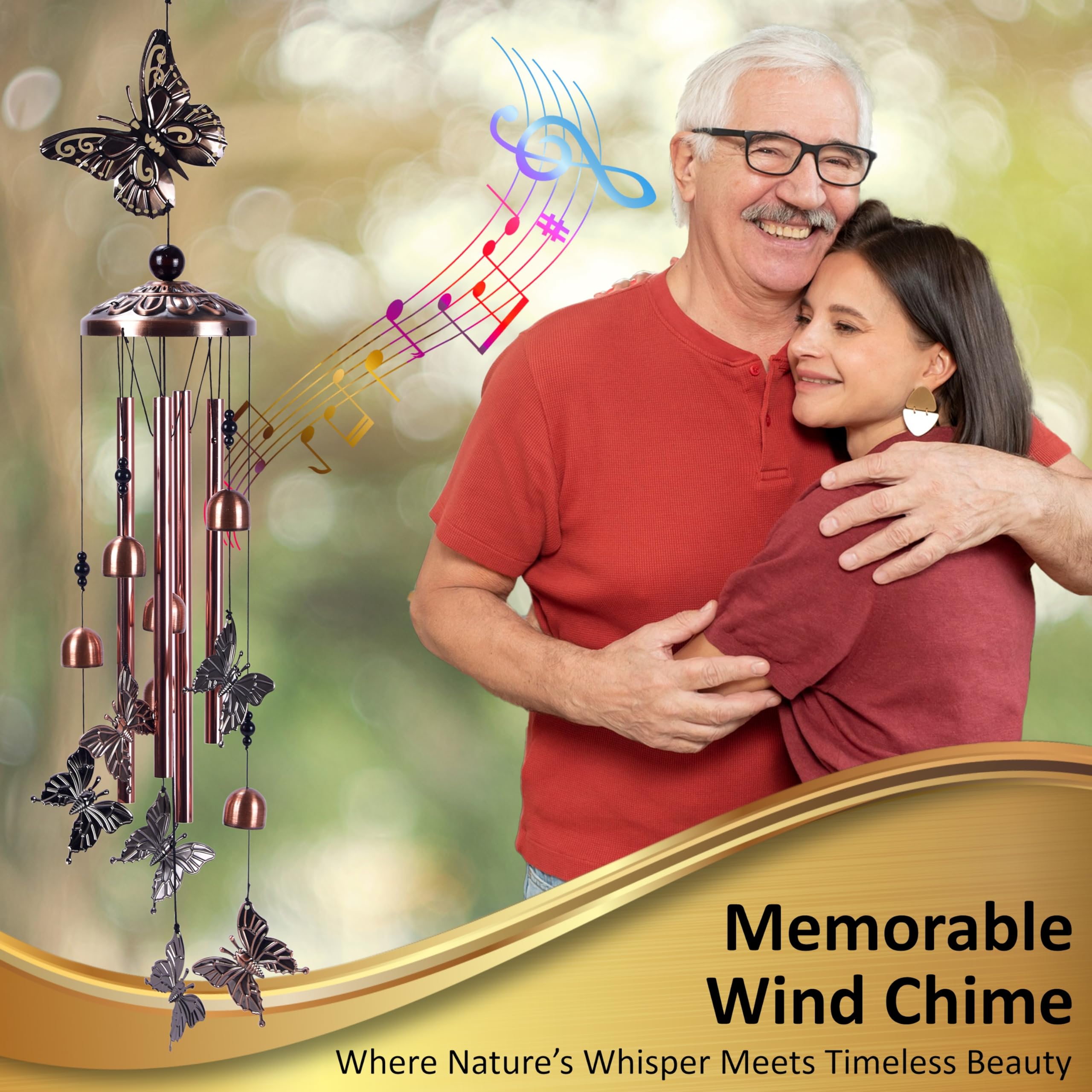 Outdoor-ready chimes with anodized aluminum tubes resist weather.