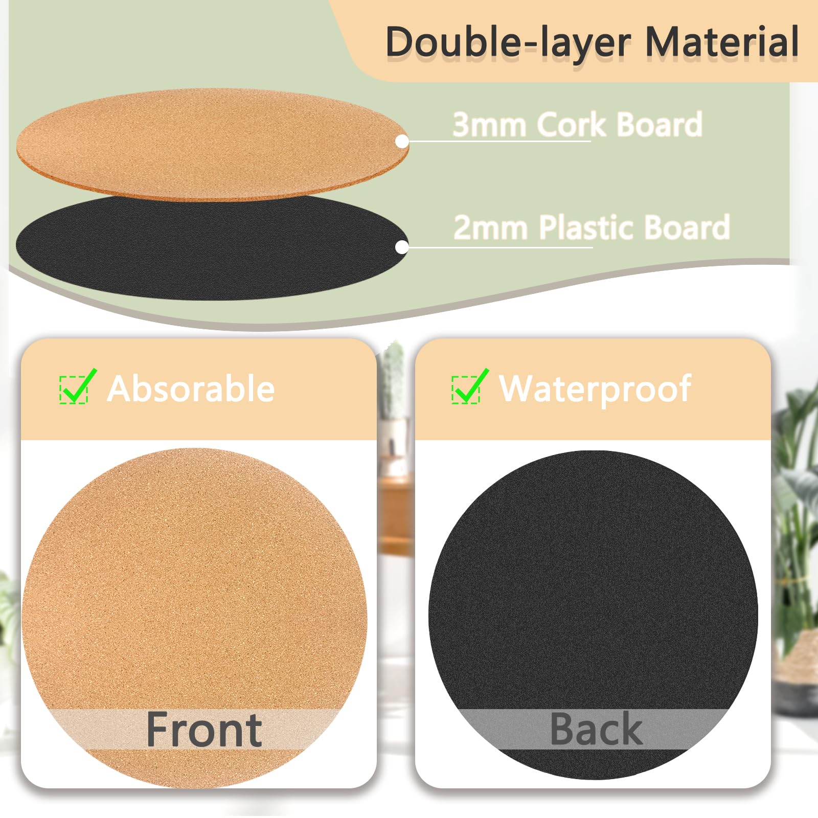 Venyat cork coaster is sturdy and odorless for clean decor