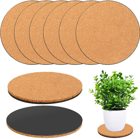 Venyat cork plant coaster nude round on table protects floors