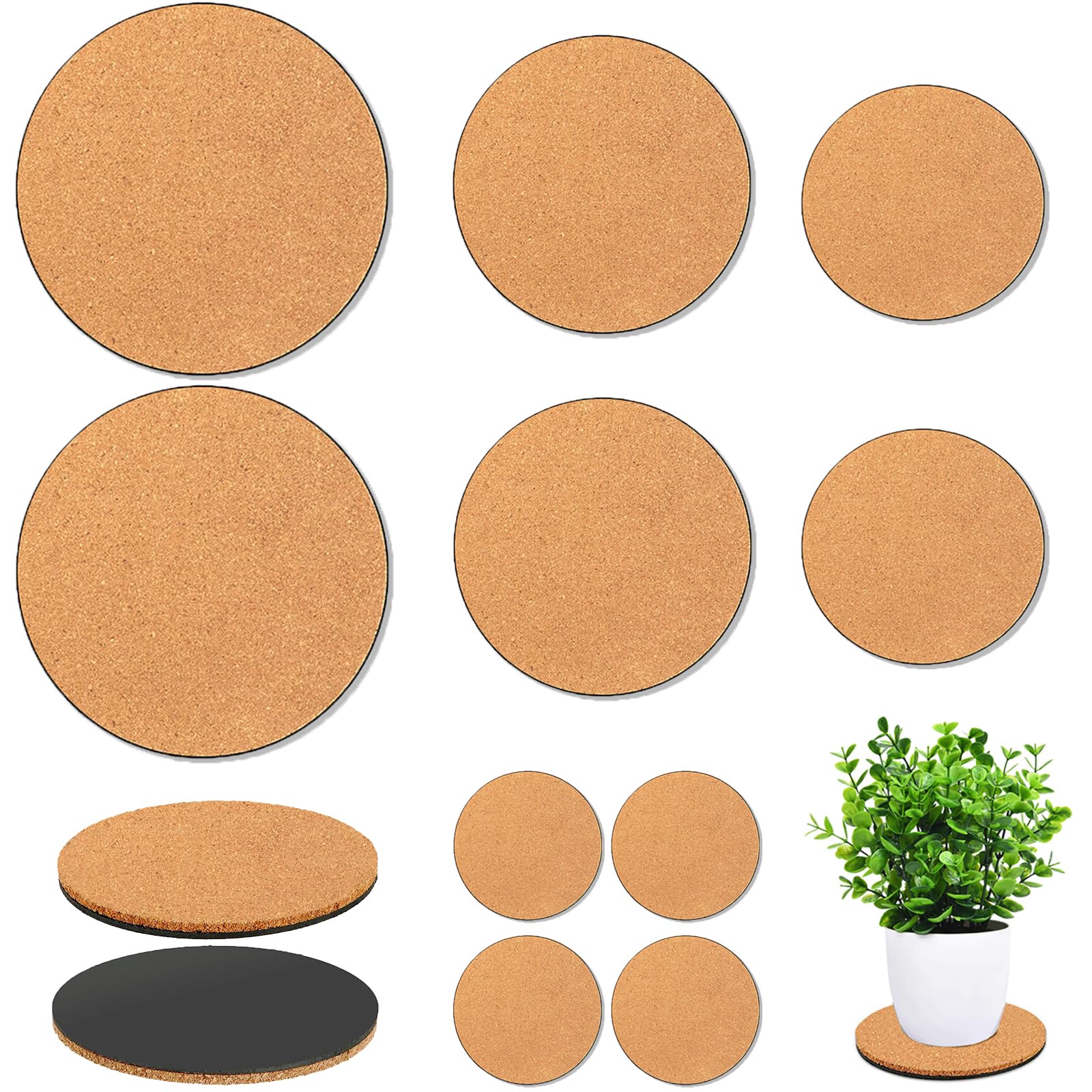 Venyat cork plant coaster 6-inch protects floors when moving potted plants