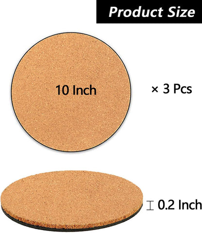 Venyat cork plant coaster round 10-inch, side view, supports pots without slipping.