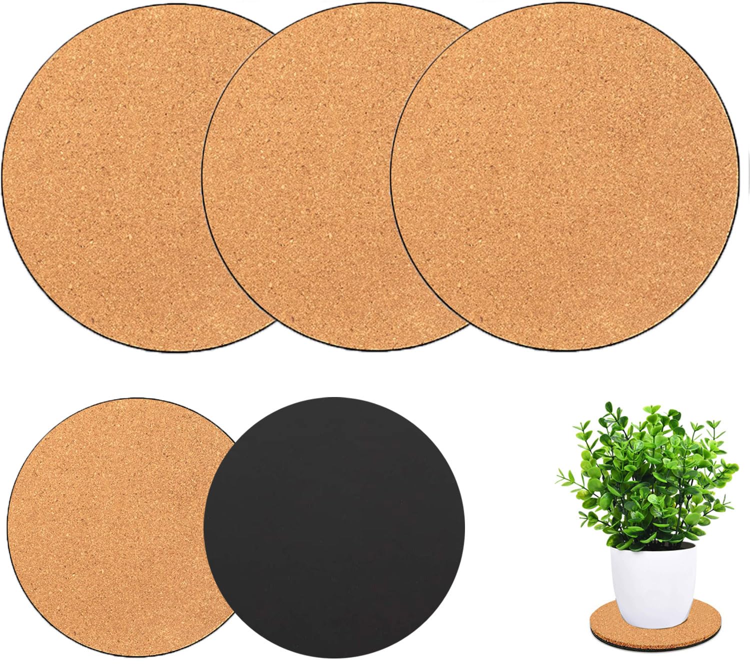 Venyat cork plant coaster round 10-inch, top view, protects surfaces during pot movement.
