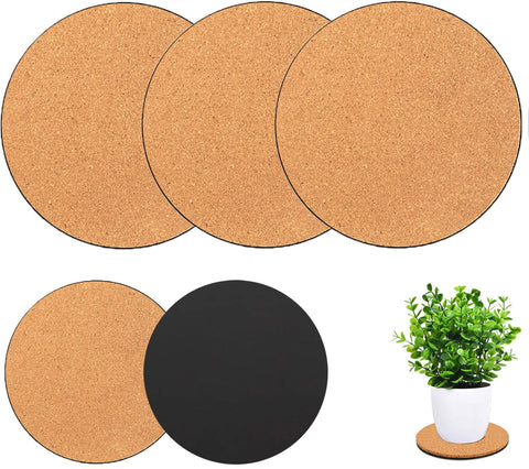 Venyat cork plant coasters close-up showing natural texture and floor protection.