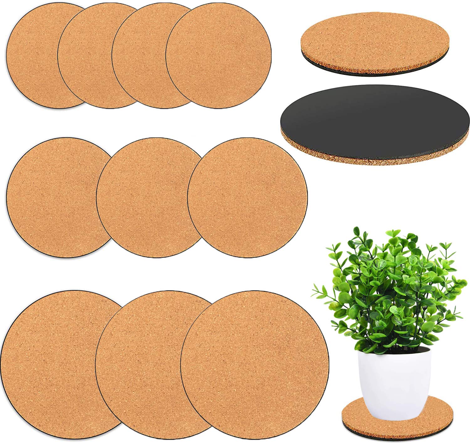 Venyat nude 6-inch cork plant mat on wood table protecting surface and reducing scratches