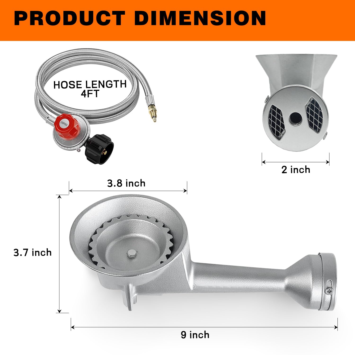 Veralune adjustable regulator shows 0-20 psi range for precise propane control.