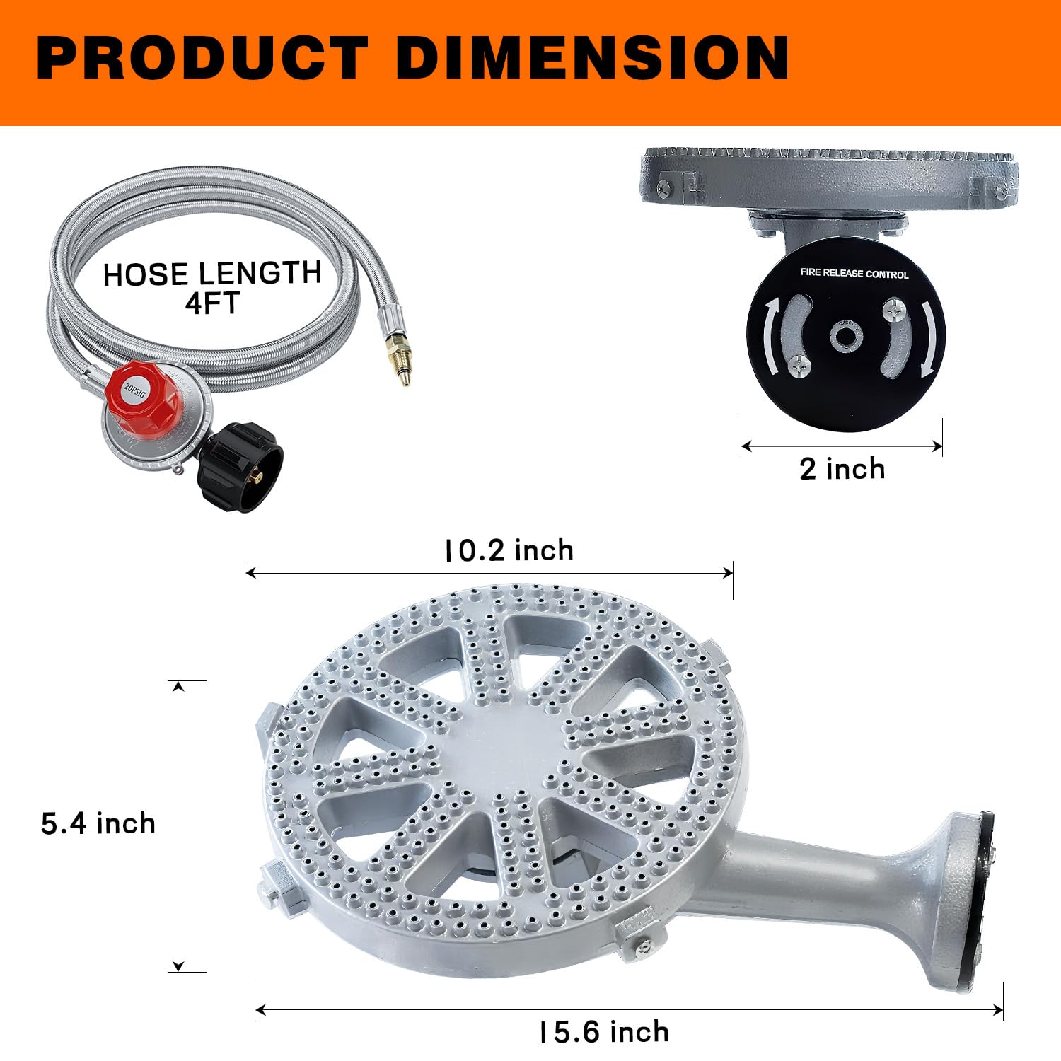 Veralune burner head with regulator and hose ready for high-output turkey frying.