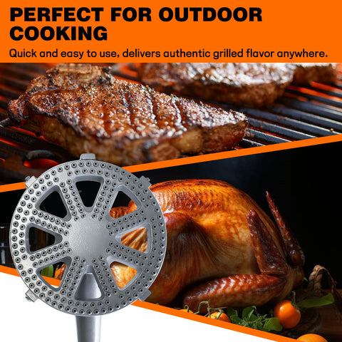 Veralune durable cast-iron construction endures high heat during outdoor cooking.
