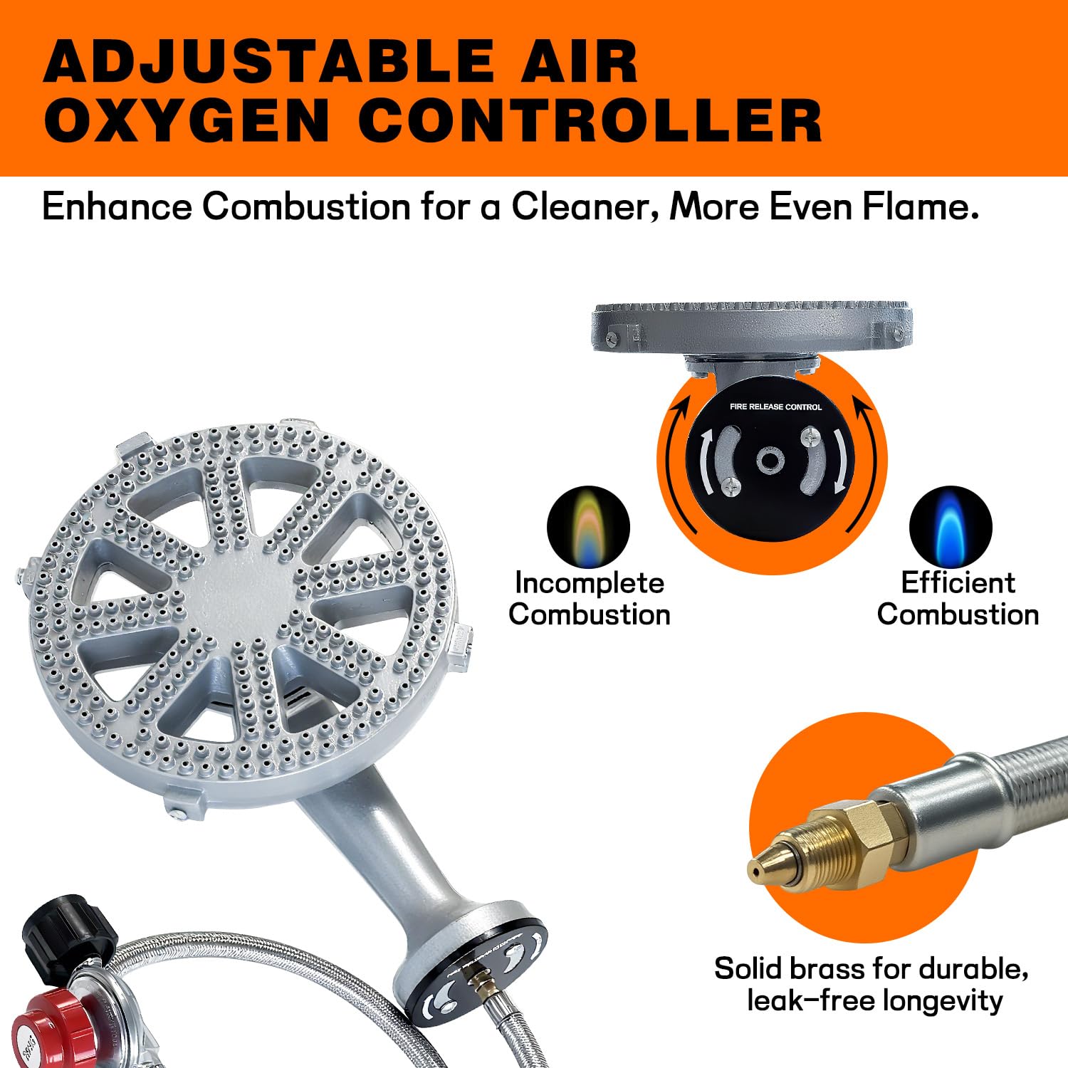 Veralune four-point-one-foot propane hose with 0-20 psi regulator for flexible setup.