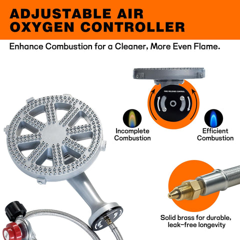 Veralune four-point-one-foot propane hose with 0-20 psi regulator for flexible setup.
