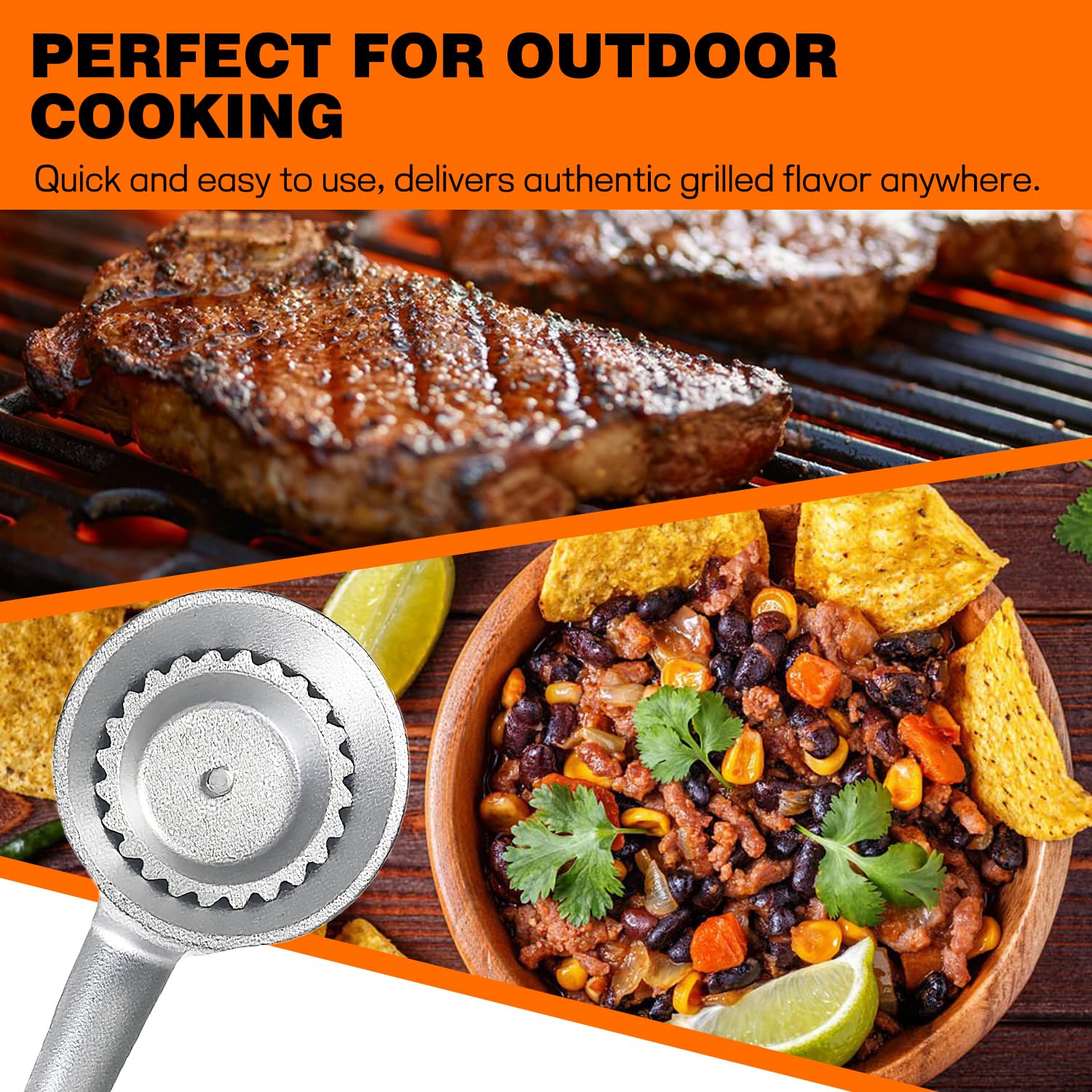Veralune screw and spring package included simplifies outdoor burner assembly.