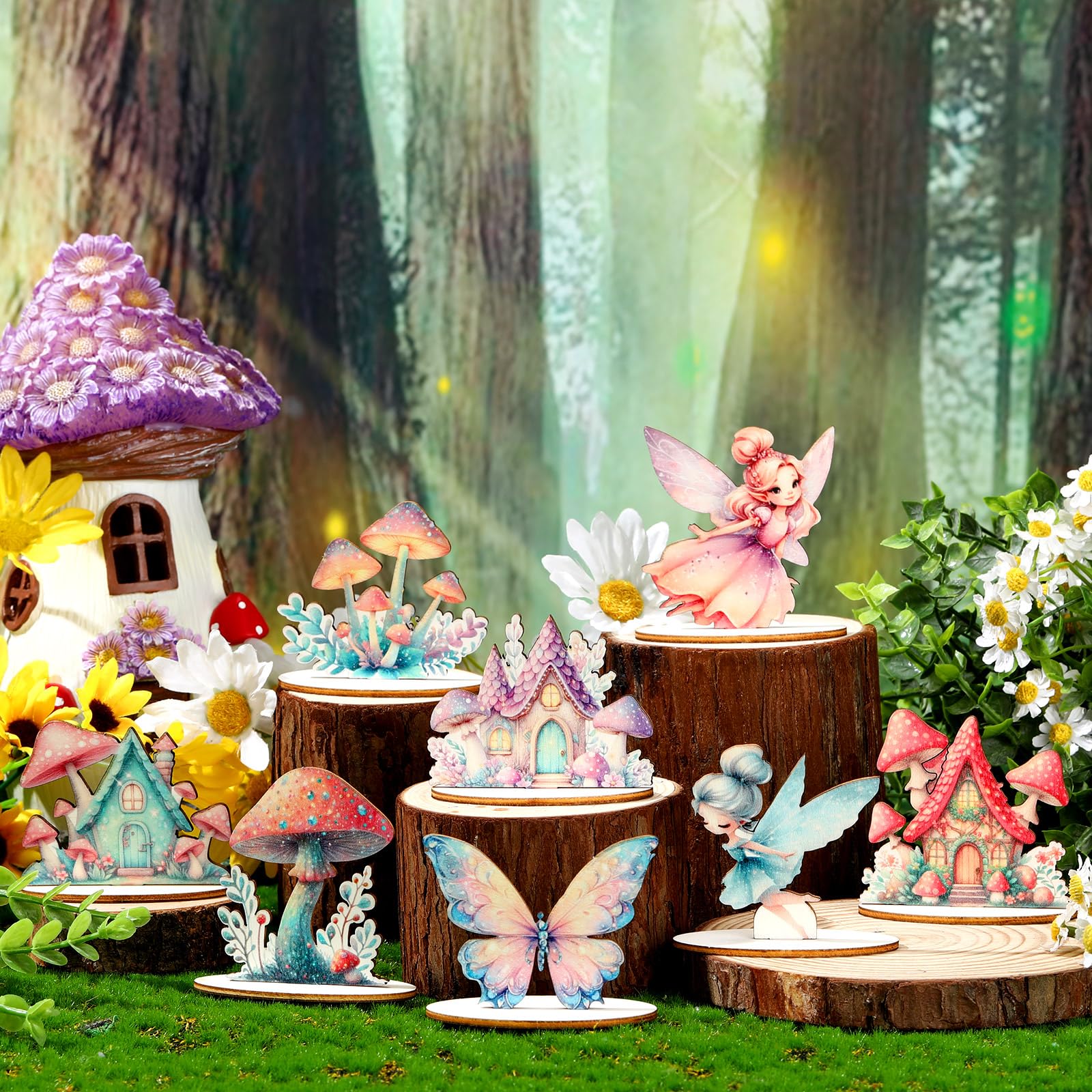 VercanMonth fairy designs with mushroom and butterfly elements for dreamy garden tables