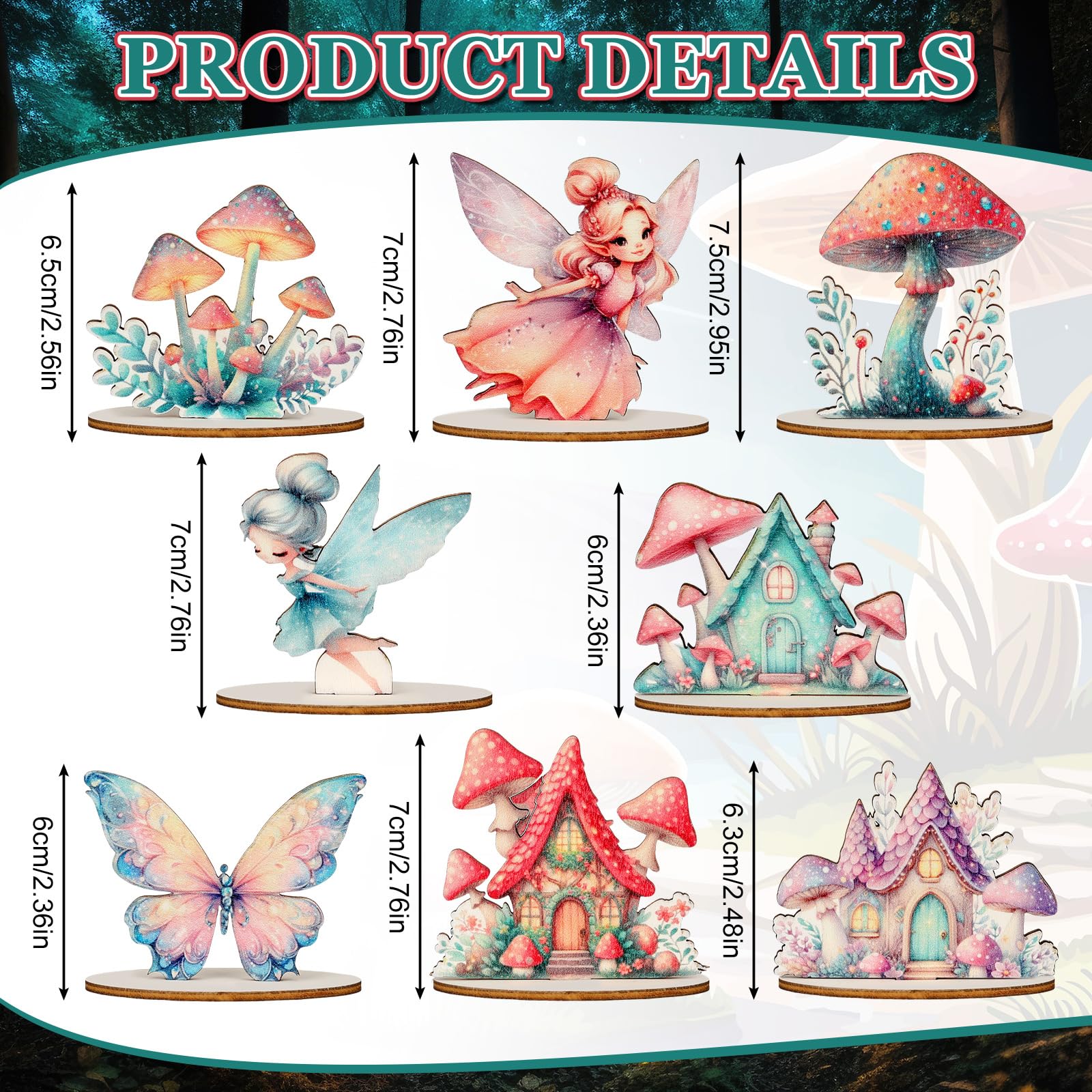 VercanMonth wooden fairy figures with stands arranged easily on flat surfaces