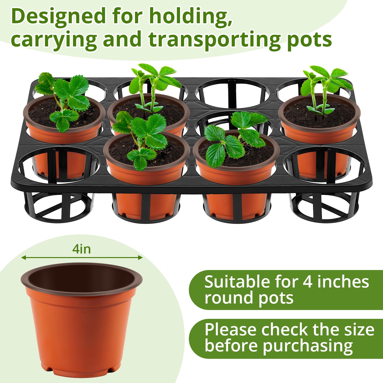 Vercraft black plastic nursery trays emphasize durability for greenhouse use.