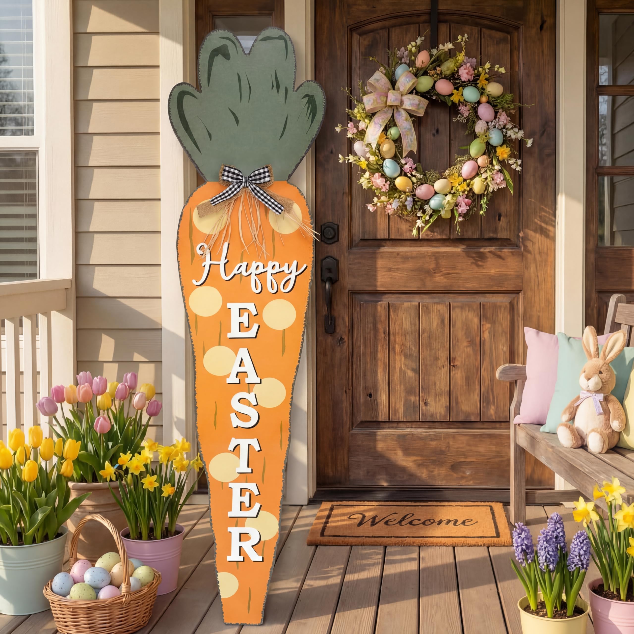 Vercraft Easter carrot porch sign 35 inch welcomes guests at the front door