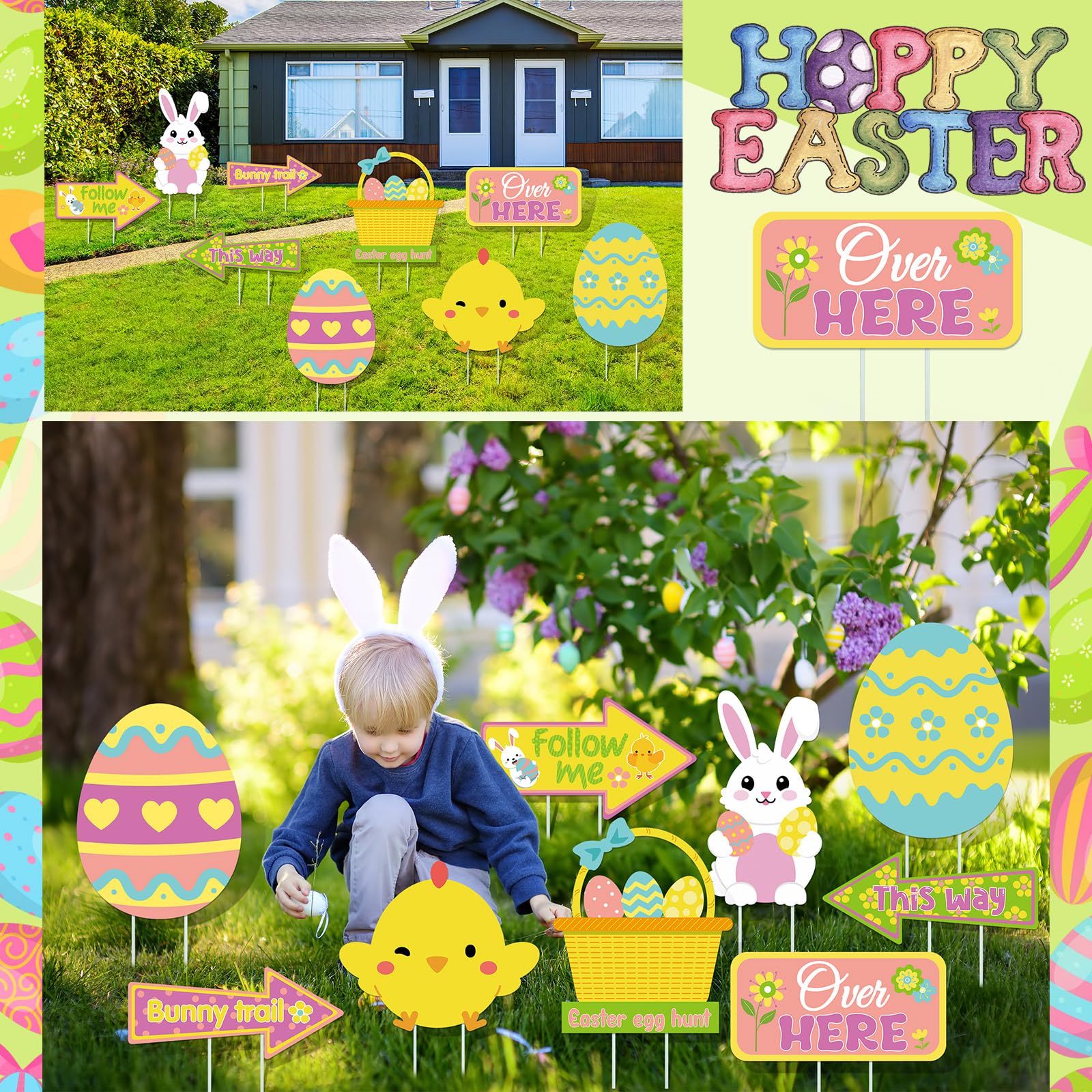 Vercraft Easter yard sign bunny guides Easter visitors