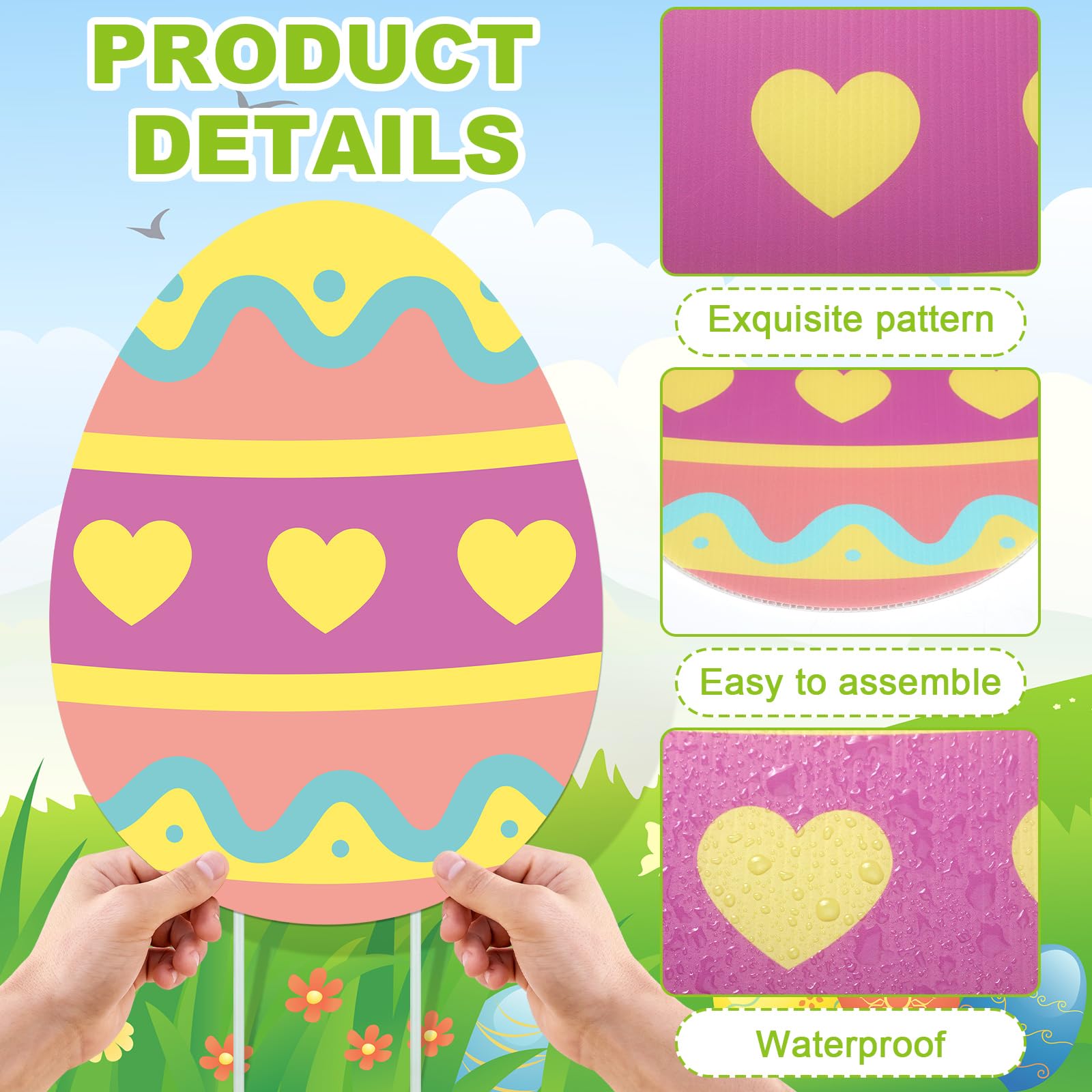 Vercraft Easter yard sign egg-2 enhances garden visibility