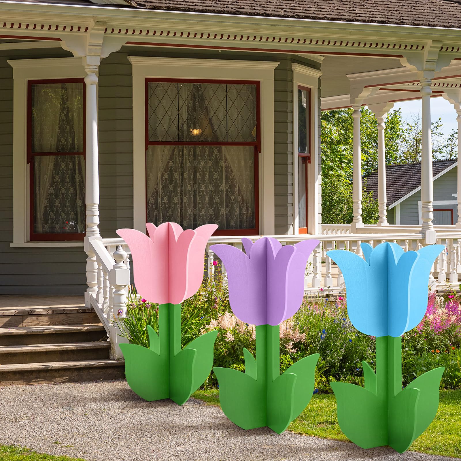 Vercraft rustic tulip decor for garden adds welcoming spring vibes.