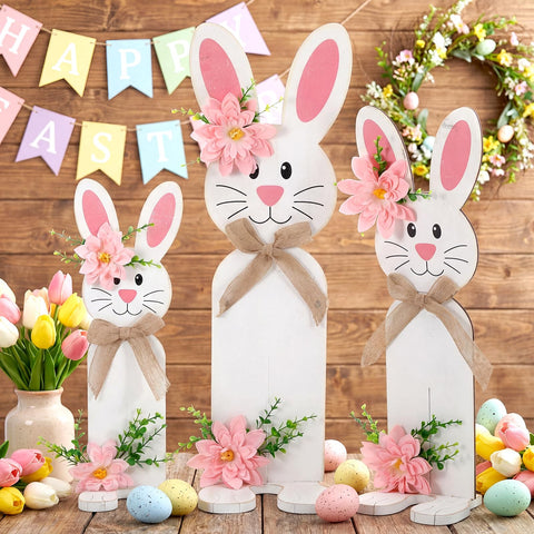 Vercraft spring bunny sign set enhances doorstep welcome during Easter.