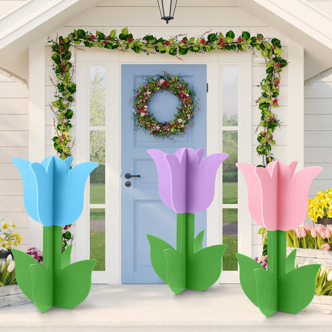 Vercraft spring tulip wooden 3D signs brighten outdoor spaces with durable, eye-catching color.