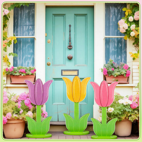 Vercraft wooden tulip signs suitable for tabletops and mantels.