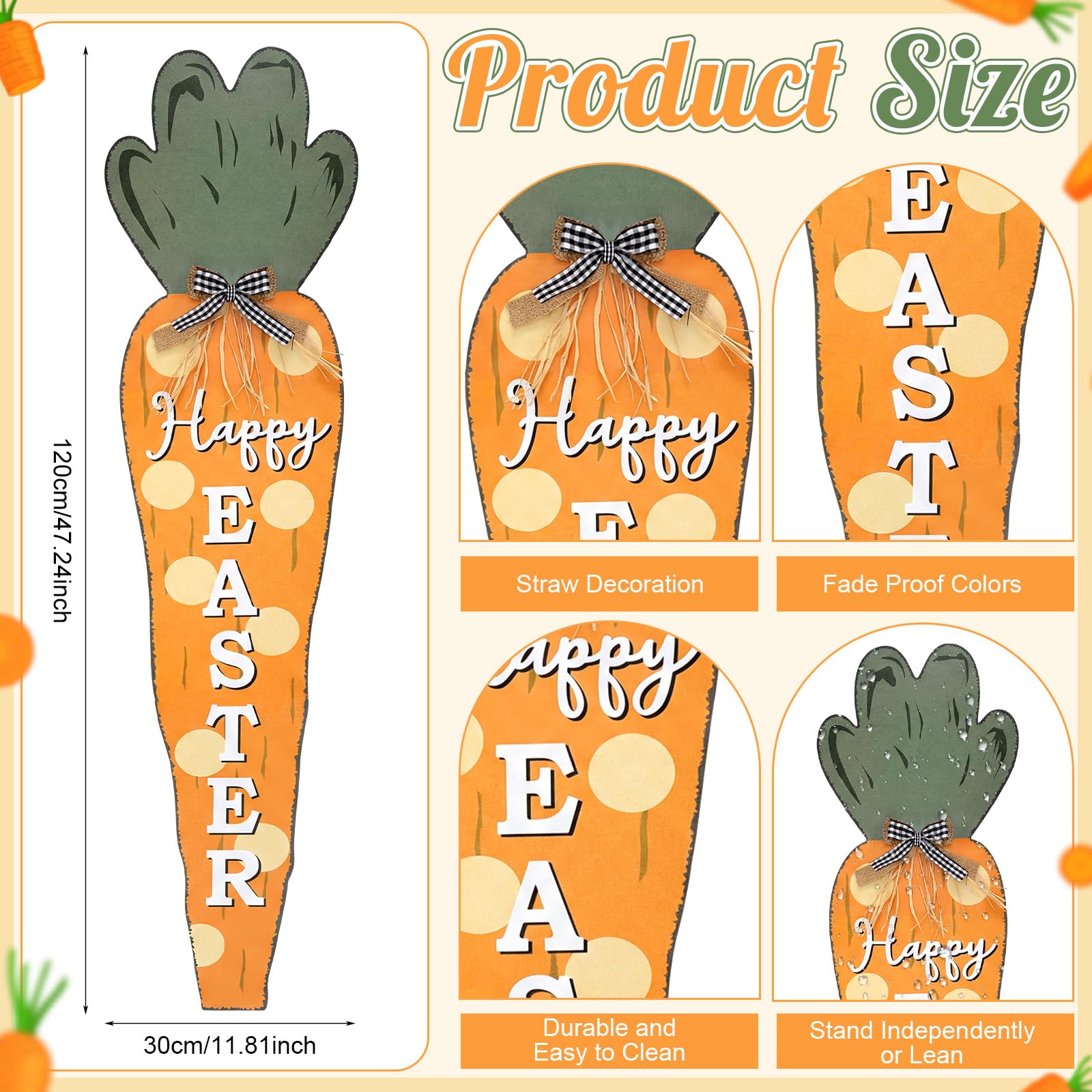 Vercraft wooden carrot sign hand-painted in spring orange for curb appeal
