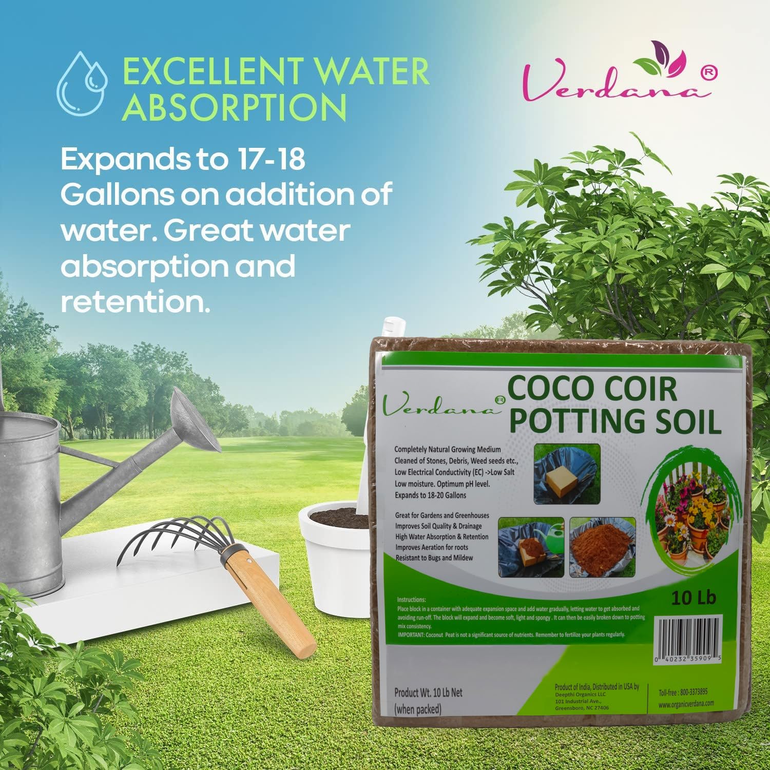 Verdana Coir soil is low-EC and pH-neutral for herbs and ornamentals.