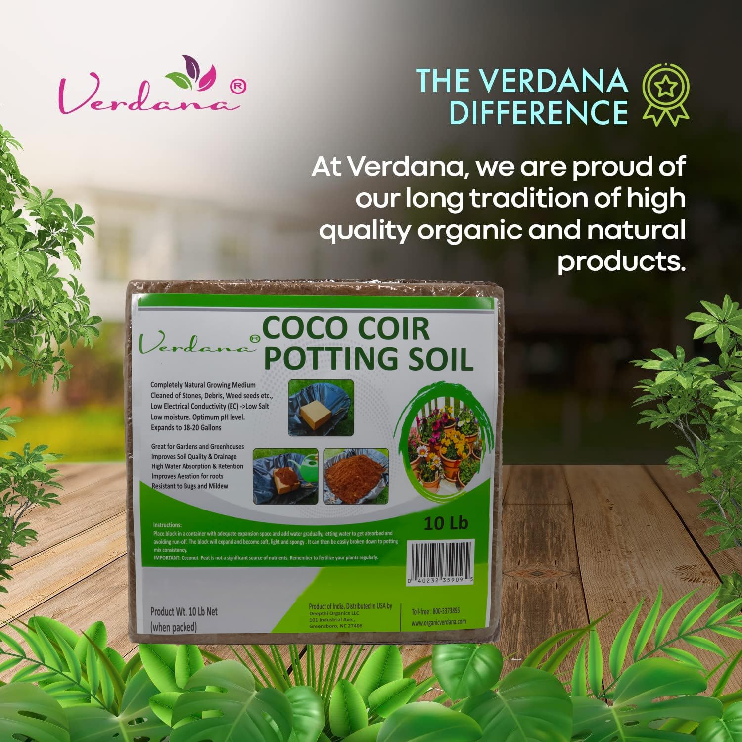 Verdana Coco Coir Brick ideal for raised beds and soil amendment.
