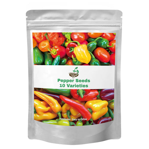 Verdant Vigor 600+ Pepper Seeds Kit packaging highlighted for home garden planning.