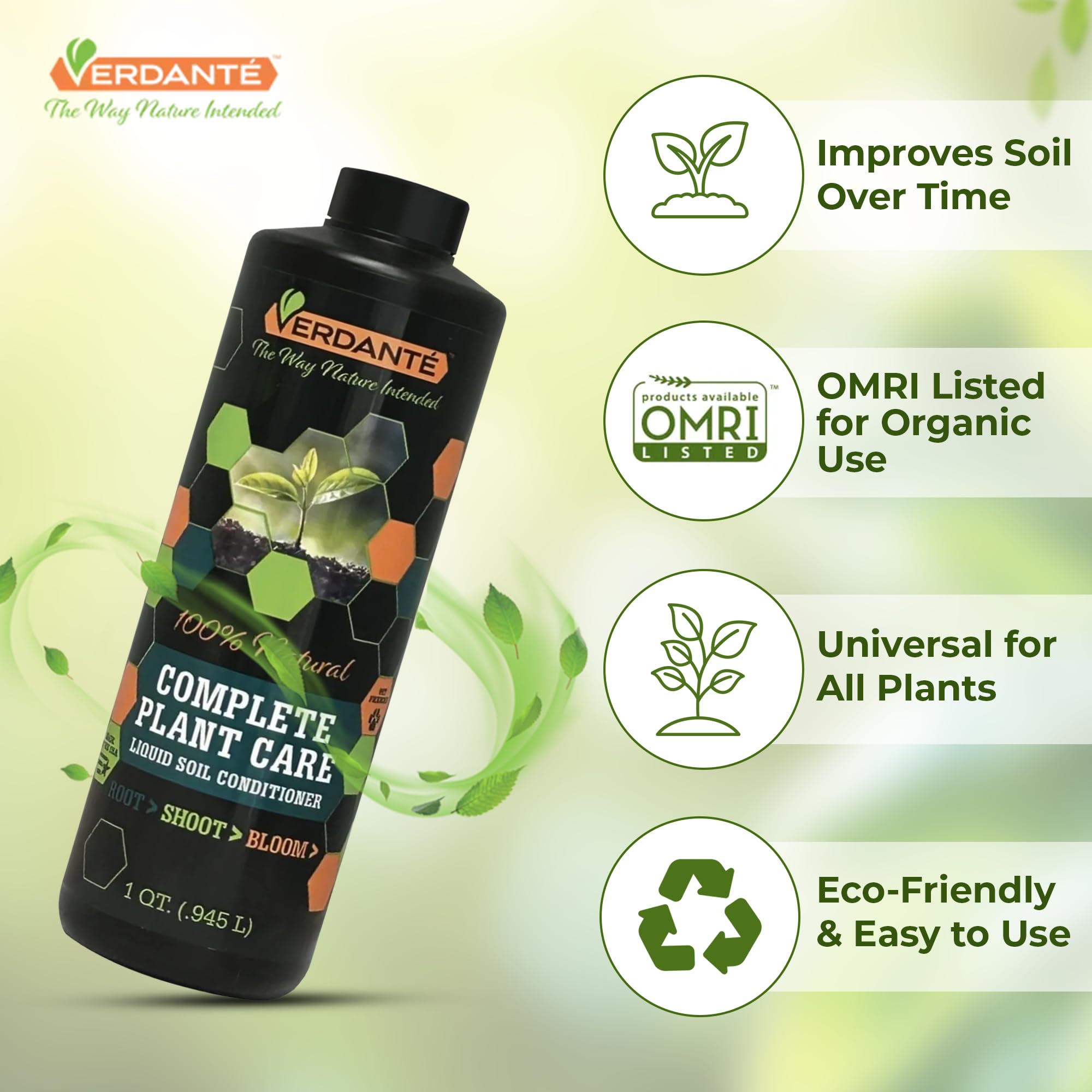 VERDANTÉ Complete Plant Care Liquid bucket-mix helps thorough root growth.