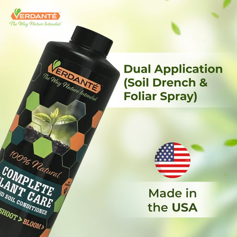 VERDANTÉ Complete Plant Care Liquid lawn-application stream ensures even turf nourishment.