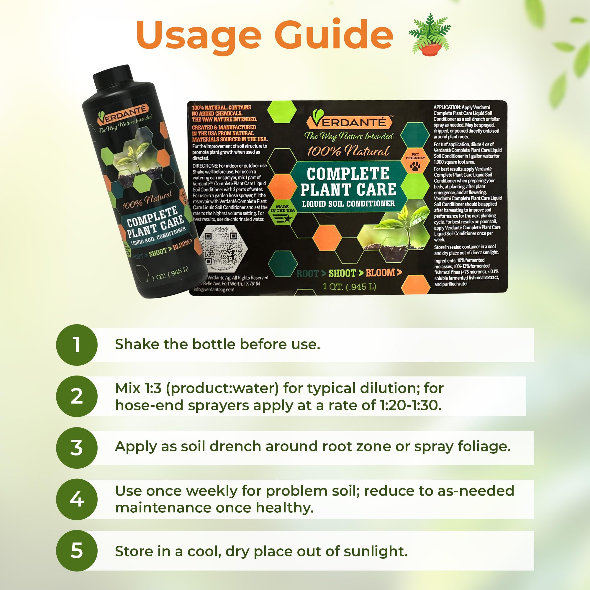 VERDANTÉ Complete Plant Care Liquid root-boost application supports healthier root systems.