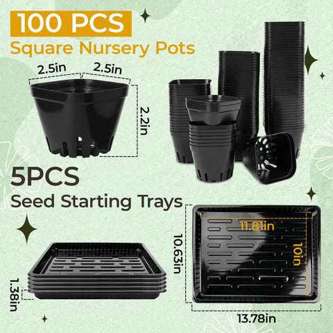 Verdanzia 2.6-inch square nursery pots fit neatly on the tray