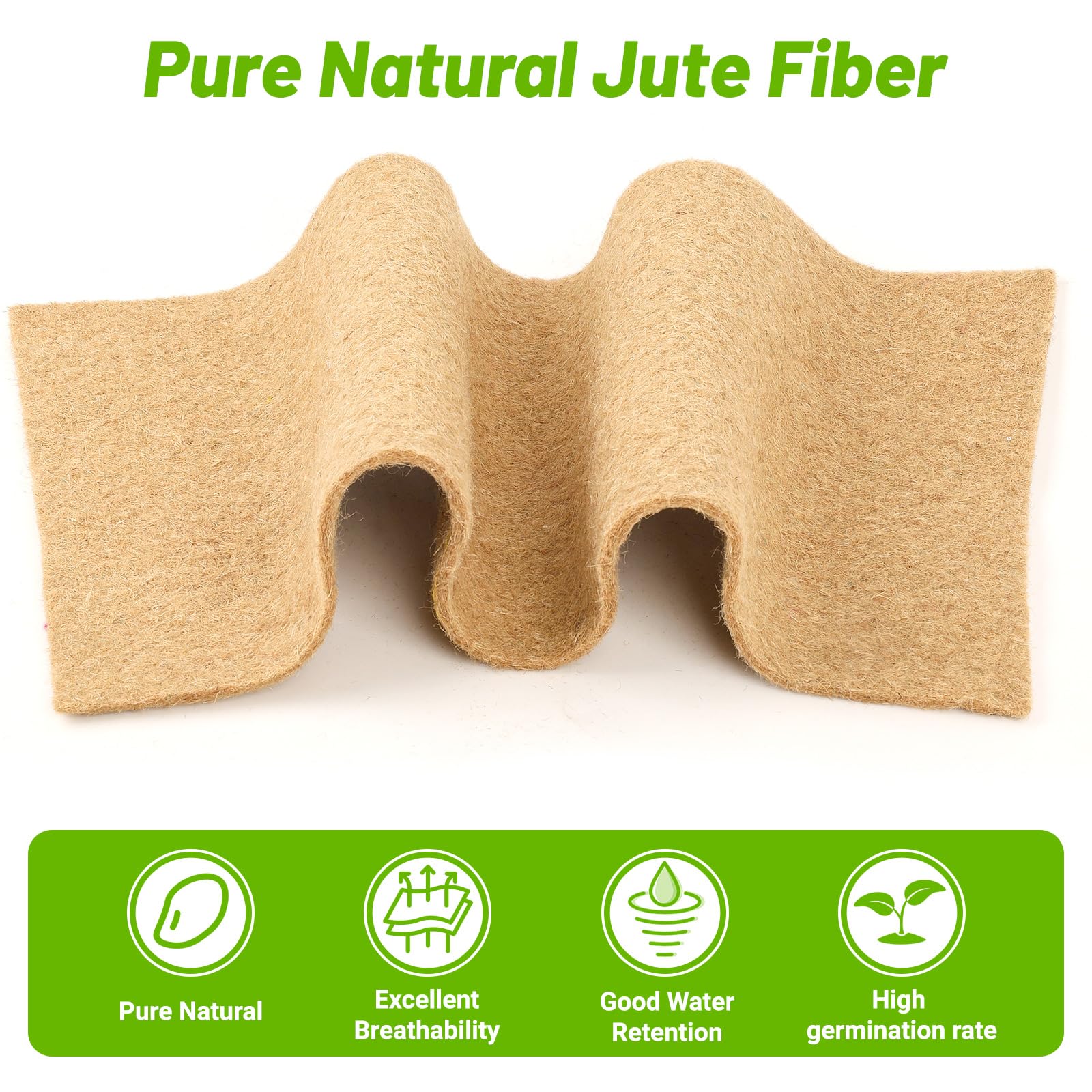 Verdanzia biodegradable jute mat demonstrates absorbent surface supporting steady watering.
