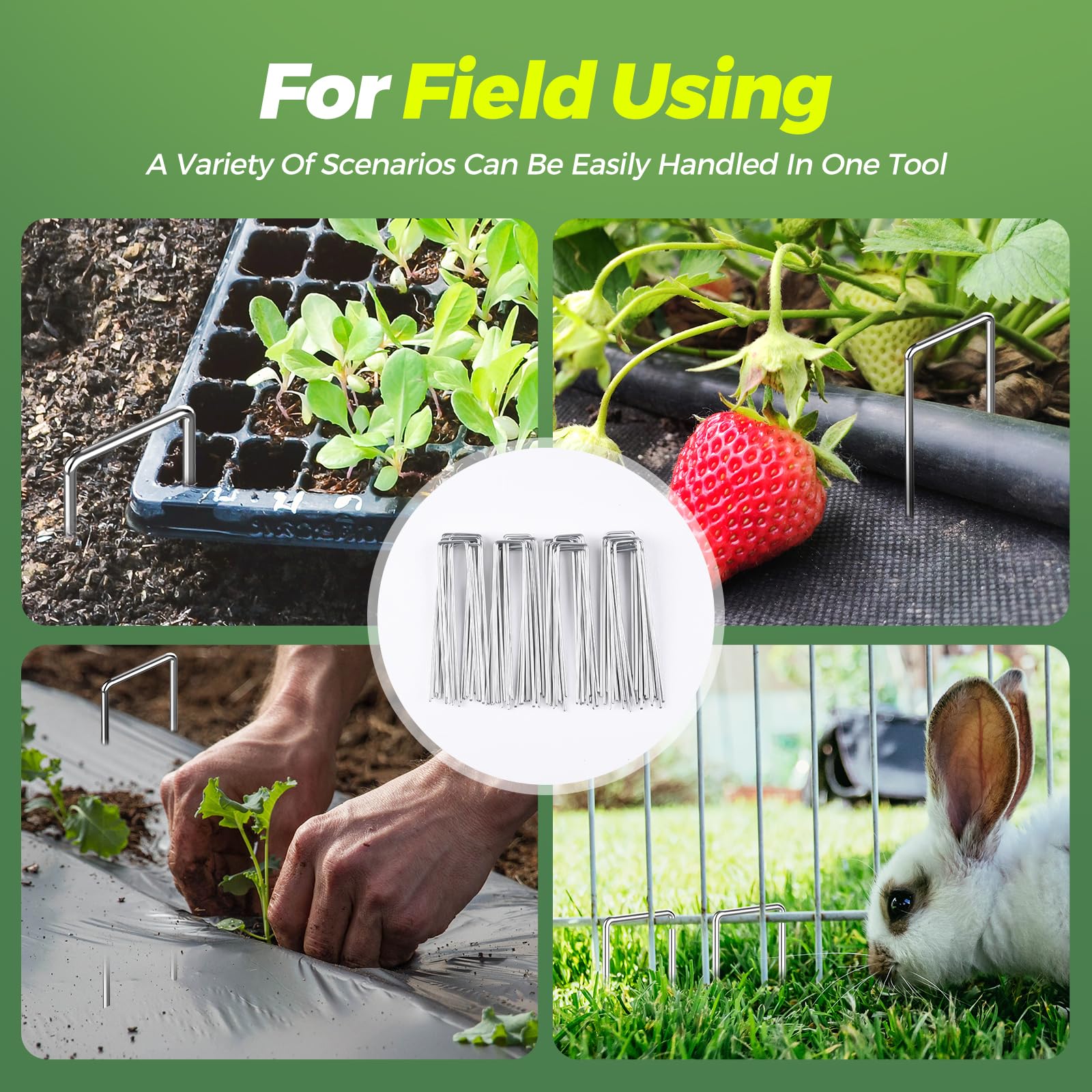 Verdeluxe 6-inch 11-gauge galvanized U-stakes resist weather for durable garden projects.