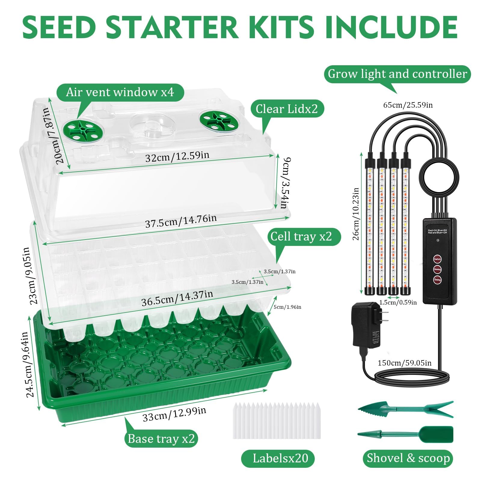 Verdenu complete seed starter kit includes lights, domes, labels, and tools.