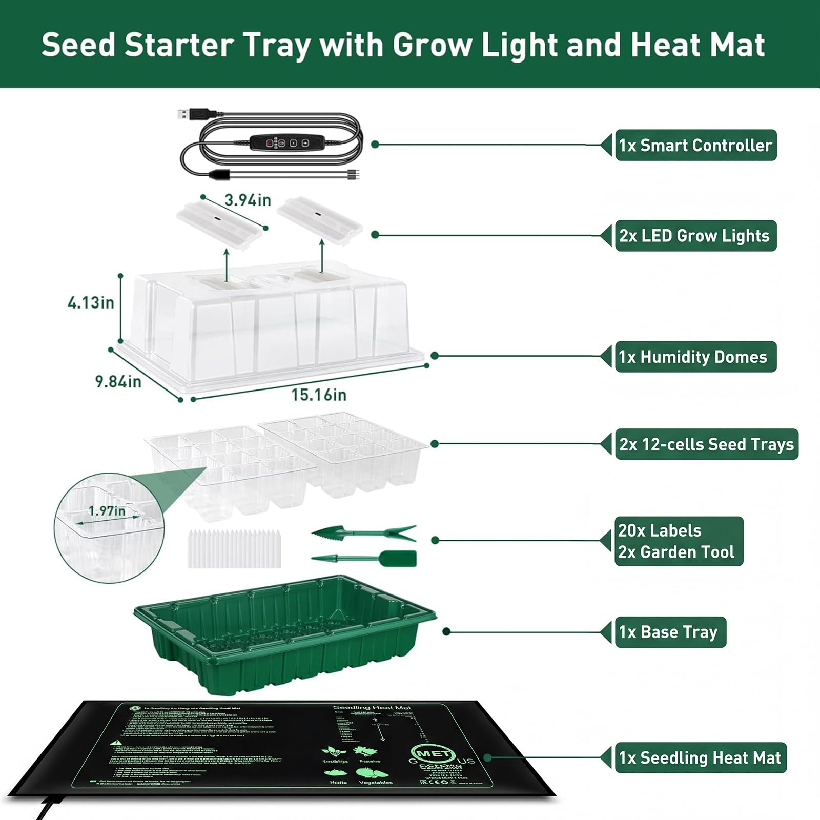 Verdenu grow-light system with adjustable brightness supports healthy seedlings.
